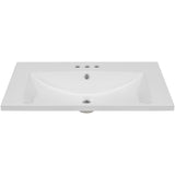 ZNTS 30" Single Bathroom Vanity Top with White Basin, 3-Faucet Holes, Ceramic, White N725P171538K