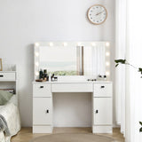 ZNTS Vanity table with lighted mirror, vanity desk with 3 drawers and storage cabinet,3 color lighting 04131427