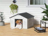 Gray Water Resistant Puppy Shelter Pet House with Door, Indoor Outdoor Use, Easy to Assemble for 77347981