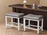 24 Inch Saddle Bar Stool Set of 2 PU Leather Counter Stools with Steel Frame and Footrest, Gray 60001558