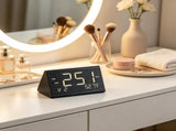Digital Alarm Clock, Wooden Desk Clock with Dual Alarm, USB Port, Office, Black 55754332