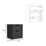 Basilea 2 Drawers Nightstand , End Table, Side Table Pull Out System -Black B20092138