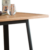 ZNTS Retro Natural and Black Square Bar Table B062P189223