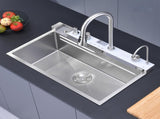 Pull-out Faucet Single Bowl Sink Kitchen Vegetable Sink 304 30"x18" Whale Waterfall Sink Stainless 95544308