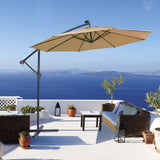 ZNTS 10 FT Solar LED Patio Outdoor Umbrella Hanging Cantilever Umbrella Offset Umbrella Easy Open 94638711