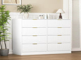 Modern 8 Drawers Dresser Chests for Bedroom,47.2" Wide Wood Chest of Drawers with Gold Metal W409P307536