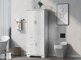 Tall and Wide Storage Cabinet with Doors for Bathroom/Office, Three Drawers, White 17634715