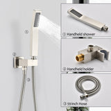 Brushed Nickel shower system 10 inch Brass Bathroom Deluxe rain mixed shower combination set wall W121956598