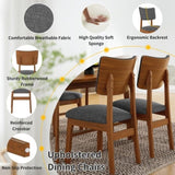 Dining Chairs Set of 4, Wooden Dining Chair Armless, Mid-Century Modern Upholstered Linen Seat N752P271224E