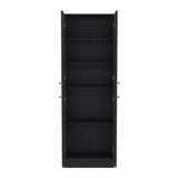 Kitchen Pantry 71" H, 4 Doors, 5 Adjustable Shelves, Laundry, Black B097P221376