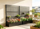 Black 43" x 16" x 70" Galvanized Planter Box Raised Garden Bed with Trellis for Vines & Climbing 79173584