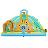 ZNTS Inflatable castle for children with inflator 450W, slide, jump area, climbing wall, 395 x 350 x 260 48941692