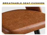 2 Pcs Brown PU Swivel Bar Stools with Open Backrest & Metal Legs 84895321