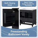 30" Bathroom Vanity with Sink, One Door with Shelf and Three Drawers, Soft Close Door, Black N759P225994B