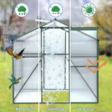 ZNTS Polycarbonate Greenhouse,6'x 8' Heavy Duty Walk-in Plant Garden Greenhouse for Backyard/Outdoor 32970978