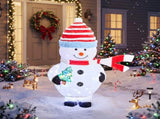 4.7FT Chubby Snowman Christmas Decoration with Striped Hat, Cloth-Covered Fleece Fabric, 120 24079351