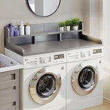 Washer Dryer Countertop, Laundry Wood Shelf Topper with Edge, 54" Width x 27.5" Depth Double Layer W2641P309074