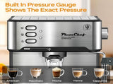 20 Bar Professional Espresso Machine with Milk Frother, Single & Double Shot, ESE Pod Compatible, W1002P292437