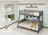 Sturdy Twin Over Full Metal Bunk Bed with Detachable Linen Storage Bags - Space-Saving Design for W1935P534743