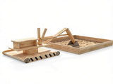 Kids Wooden Sandbox with Digger And 360&deg Rotating Seat Bottom Liner Included 72" x 35" x 22" 52684780