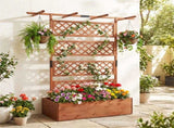 72" Raised Garden Bed with Lattice Trellis, 4.8 Cu.Ft Fir Wood Planter Box with Drainage Holes for 23952736