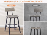 Bar Table Set with 2 Bar stools PU Soft seat with backrest, Grey, 43.31'' L x 15.75'' W x 35.43'' H. 50606660