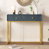 TREXM Modern Sleek Console Table Two Drawers with Stripe Design for Living Room and Entryway N715P201976E