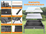 2-in-1 Portable Charcoal BBQ Grill, Dual Air Vents & Chimney Vent, Foldable Iron Barbecue Grill with 20903097
