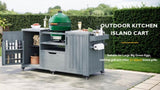 K&K 66.5" Outdoor Kitchen Island for Big Green Egg Grills, Solid Wood Outdoor Grill Cart for N707P250629G