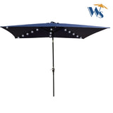10 x 6.5t Rectangular Patio Solar LED Lighted Outdoor Umbrellas with Crank and Push Button Tilt for W65638632