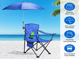 Folding Camping Chair with Detachable 8-Rib Sun Umbrella, 42.13 Inch Canopy Aluminum Alloy Portable 79339247