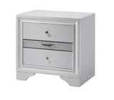 ZNTS Contemporary 1pc Nightstand White Finish Silver Accents Hidden Jewelry Drawer Nickel Round Knob B011P145825