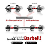 44Lbs Adjustable Dumbbell Set With 3 in 1 Dumbbell Barbell Metal Connecting Rod, Chromed Weights, 95222236