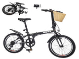 20 Inch Folding Bike for Adults with Basket, Phone Holder & Fenders, Steel Frame 6-Speed City W1019P352739