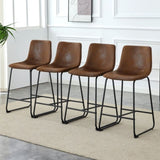 A set of 2 Retro Brown Suede Bar Chairs,Comfortable stools suitable for industrial and vintage style W3226P279063