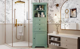 ZNTS Green Triangle Tall Cabinet with 3 Drawers and Adjustable Shelves for Bathroom, Kitchen or Living WF306469AAG