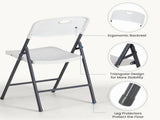 2 Pack Plastic Folding Chairs Stackable Patio Garden Office Wedding Party Event Chairs, White 77991958
