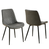 Dark Grey Leathaire Dining Chairs Set of 2,Mid-Century Modern Leathaire Chairs Kitchen Living Room W1164P225826