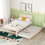 ZNTS Modern Design Twin Size Platform Bed Frame with Trundle for White Washed Color W697121846