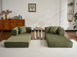 Convertible Sleeper Sofa Bed with Cylindrical Pillow, Corduroy Folding Mattress Couch with W3434P378558
