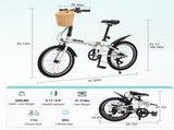 20 Inch Folding Bike for Adults with Basket, Phone Holder & Fenders, Steel Frame 6-Speed City W1019P352669