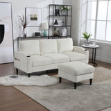UNITED WE WIN Sofa for three, solid wood frame, Chenille fabric, side pocket, with two cup holders, W1568142735