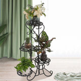 ZNTS 4 Potted Rounded Flower Metal Shelves Plant Pot Stand Decoration for Indoor Outdoor Garden Black 69287047