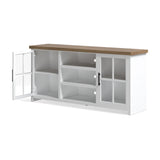 67 inch TV Stand Console for TVs up to 80 inches, No Assembly Required, Jasmine Whitewash and B108P160165