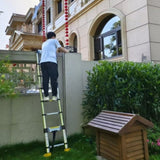 11.5 FT aluminum telescopic ladder, equipped with 360 &deg rotatable stabilizer bar and metal tool W2717P257438