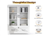 White MDF, melamine faced, wide style, large single drawer with glass display door, 82106674