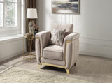 Leena Contemporary Style Upholstery Chair Made with Wood in Gold accent & Beige B009P264619