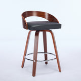 Bar Stools Set of 2, Swivel Bar Height Stools with Low Back, Wood Bar Chairs with Soft Cushion Seat, W1143P173431