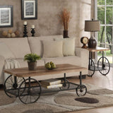 Oak and Antique Grey End Table with Shelf B062P209082