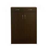 Shoe Storage Cabinet Home Shoe Organizer Five Shelves Two Drawers Curved Metal Handles in Red Cocoa B107P316290
